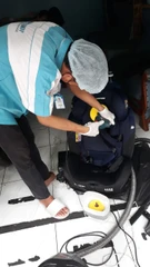 Hot Steam Cleaning Baby Car Seat, Baby Play Matt di Robo Cleanup