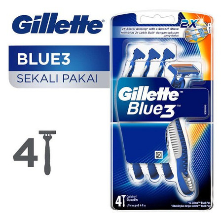 GILLETTE BLUE 3 ELASTOMER HANDLE DISPOSABLE BETTER RINSING BLUE 4'S