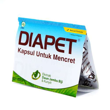 Diapet (Daun jambu biji, Rimpang kunyit, Buah mojokeling, Kulit buah delima) 4 Kapsul 1 Setrip