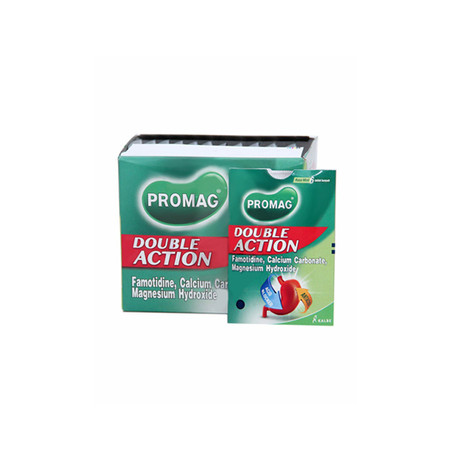 Promag Double Action (Famotidine, Calcium Carbonate, Magnesium Hydroxide) 6 Tablet Kunyah 1 Setrip