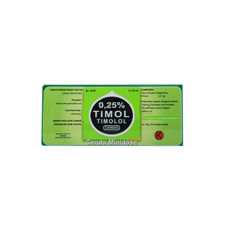 Cendo Timol 0,25 % (Timolol Maleate) Tetes Mata Mini Dose 5 Ampoul 0,6 mL 1 Setrip