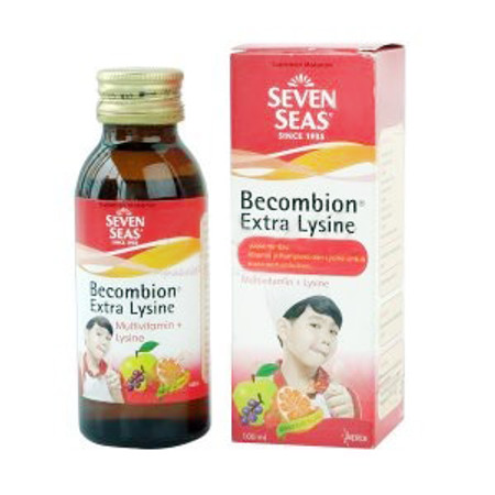 Seven Seas Becombion Extra Lysine Sirup (Vitamin B1, B2, B3, B5, B6, B12, L-lysine HCl) 100 mL