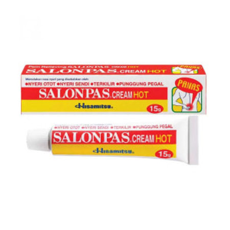 Salonpas Cream Hot (Methyl salicylate, Menthol, Capsicum extract) 15 Gram