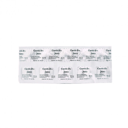 Cavit-D3 (Ca hydrogen phosphate dihydrate, Vitamin D3) 10 Tablet 1 Setrip
