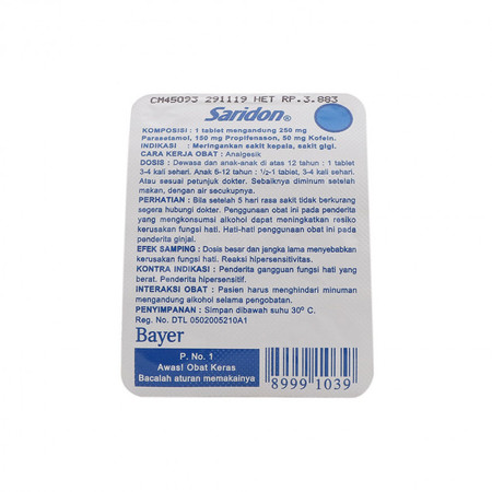 Saridon (Paracetamol, Propyphenazone, Caffeine) 4 Tablet 1 Setrip