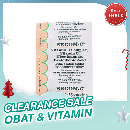 Becom C (Vitamin B Kompleks, Vitamin C, Nikotinamide, Asam Pantothenate) 10 Kaplet 1 Setrip