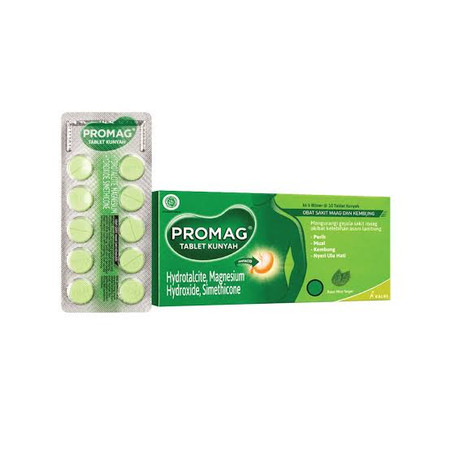 Promag (Hydrotalcite, Magnesium Hidroksida, Simethicone) 10 Tablet Kunyah 1 Setrip