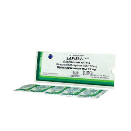 Lapisiv-T (Glyceryl guaiacolate, Dextromethorphan HBr, Diphenhydramine HCl) 10 Tablet 1 Setrip