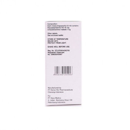 Rhinos Junior (Pseudoephedrine HCl, Chlorpheniramine maleate) Sirup 60 mL