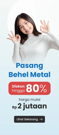 😁 Diskon Pemasangan Behel Metal Hingga 60%. Harga mulai dari Rp 2 jutaan